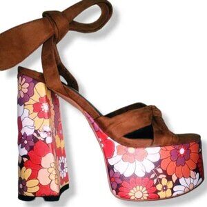 RETRO 70'S SUEDE FLORAL PLATFORMS
